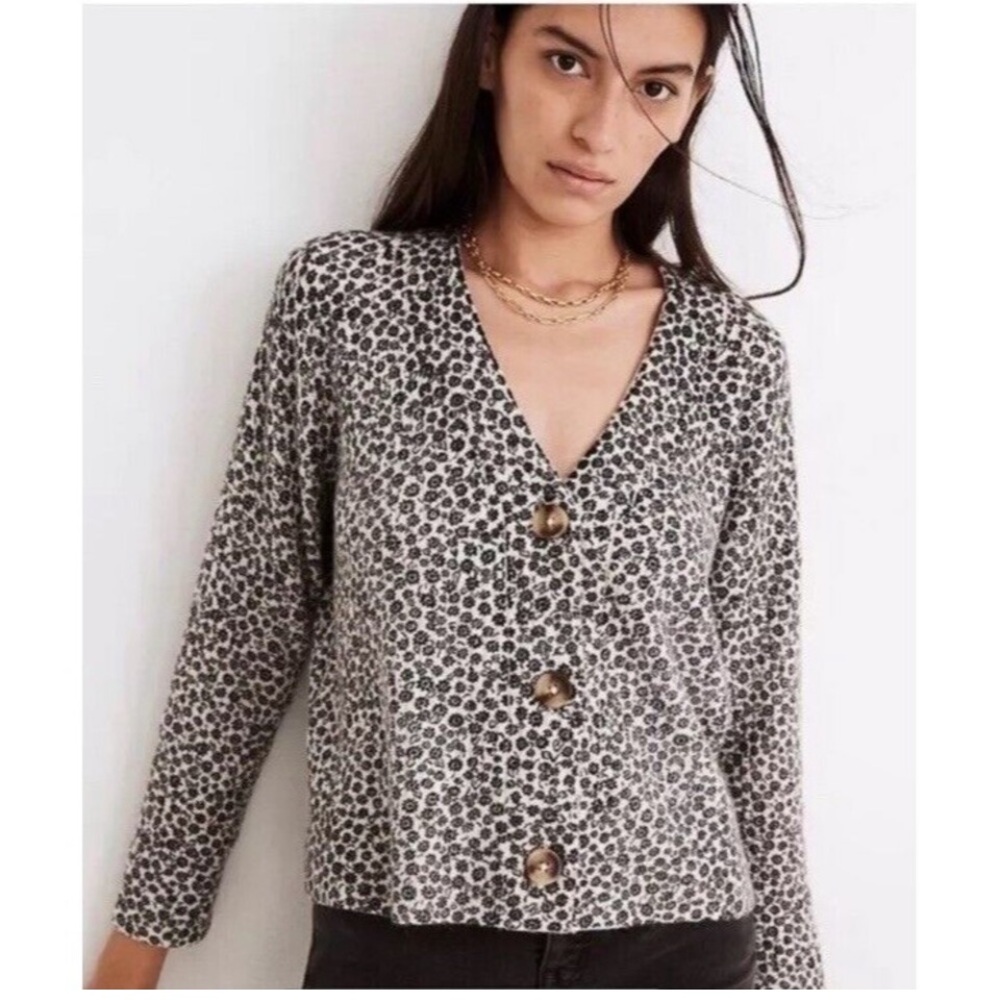 Madewell Black and cream Daisy Cardigan